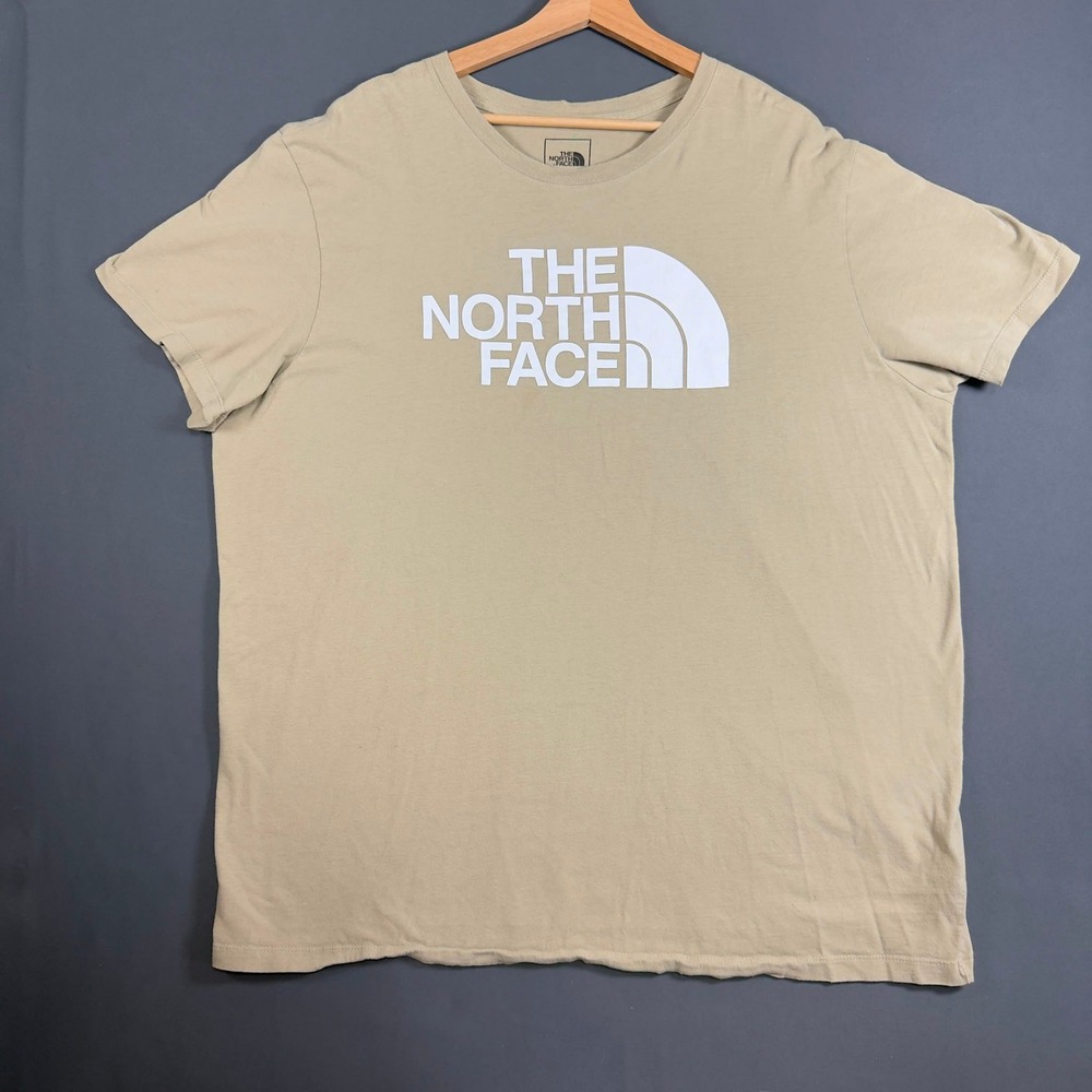 The North Face Mens XXL T-Shirt Khaki Green Logo Graphic Short Sleeve Cotton Tee